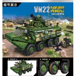 LEYI 88007 non  XE BỌC THÉP VN22 bộ đồ chơi xếp lắp ráp ghép mô hình Military Army VN22 ARMORED VEHICLE Quân Sự Bộ Đội 472 khối