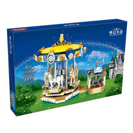 HSANHE 31007 non  FANTASY XOAY TROJAN. bộ đồ chơi xếp lắp ráp ghép mô hình THE MAGIC CAROUSEL 902 khối