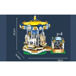 HSANHE 31007 non  FANTASY XOAY TROJAN. bộ đồ chơi xếp lắp ráp ghép mô hình THE MAGIC CAROUSEL 902 khối