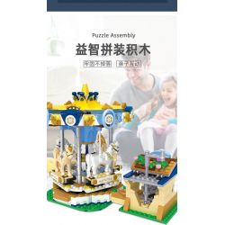 HSANHE 31007 non  FANTASY XOAY TROJAN. bộ đồ chơi xếp lắp ráp ghép mô hình THE MAGIC CAROUSEL 902 khối