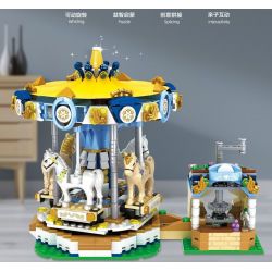 HSANHE 31007 non  FANTASY XOAY TROJAN. bộ đồ chơi xếp lắp ráp ghép mô hình THE MAGIC CAROUSEL 902 khối