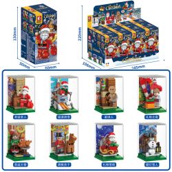 SEMBO 601157 non  HỘP BỊT MẮT GIÁNG SINH 4 KIỂU ÔNG GIÀ NOEL TRƯỢT TUYẾT TỐC ĐỘ GINGERBREAD MAN GIFT NIGHT CHRISTMAS DINNER NUTCRACKER SLEIGH SNOWMAN WITH LANTERN bộ đồ chơi xếp lắp ráp ghép mô hình