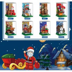 SEMBO 601157 non  HỘP BỊT MẮT GIÁNG SINH 4 KIỂU ÔNG GIÀ NOEL TRƯỢT TUYẾT TỐC ĐỘ GINGERBREAD MAN GIFT NIGHT CHRISTMAS DINNER NUTCRACKER SLEIGH SNOWMAN WITH LANTERN bộ đồ chơi xếp lắp ráp ghép mô hình
