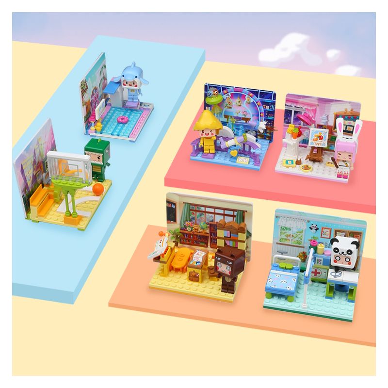 QMAN ENLIGHTEN KEEPPLEY 72030 non  MINI WORLD HAPPY CAMPUS 6 MÔ HÌNH SÂN BÓNG RỔ SÔI ĐỘNG PHÒNG VẼ TRANH NGHỆ THUẬT CHĂM SÓC SỨC KHỎE CUNG THIÊN VĂN KHOA HỌC HỒ BƠI MÁT MẺ LỚP NHỎ ẤM ÁP bộ đồ chơi xếp lắp ráp ghép mô hình Movie & Game Phim Và Trò Chơi