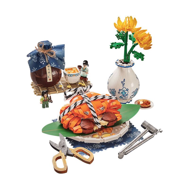 LOZ 1945 non  THỨC ĂN VÀ GIẢI TRÍ THỦY SẢN CUA LÔNG DÁN ĐỎ bộ đồ chơi xếp lắp ráp ghép mô hình Creator Sáng Tạo 1030 khối