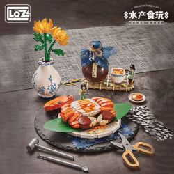 LOZ 1945 non  THỨC ĂN VÀ GIẢI TRÍ THỦY SẢN CUA LÔNG DÁN ĐỎ bộ đồ chơi xếp lắp ráp ghép mô hình Creator Sáng Tạo 1030 khối