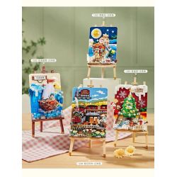 LOZ 1296 non  TRANH 3D CHUYẾN TÀU MÙA XUÂN bộ đồ chơi xếp lắp ráp ghép mô hình Art 758 khối