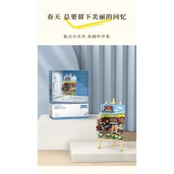 LOZ 1296 non  TRANH 3D CHUYẾN TÀU MÙA XUÂN bộ đồ chơi xếp lắp ráp ghép mô hình Art 758 khối