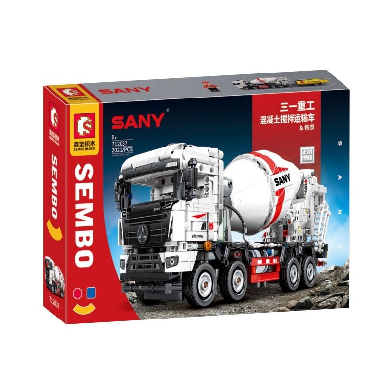 SEMBO 712037 non  XE TRỘN BÊ TÔNG & MÁY BƠM RƠ MOOC bộ đồ chơi xếp lắp ráp ghép mô hình Lung Tung Thuộc Nhiều Thể Loại 2021 khối