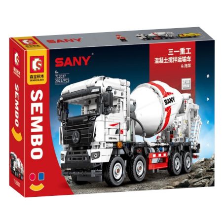 SEMBO 712037 non  XE TRỘN BÊ TÔNG & MÁY BƠM RƠ MOOC bộ đồ chơi xếp lắp ráp ghép mô hình Lung Tung Thuộc Nhiều Thể Loại 2021 khối
