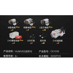 CADA DOUBLEE C61036 61036 non  XE ĐỊA HÌNH QUÂN SỰ HUMMER H1 8 tỷ lệ 1:8 bộ đồ chơi xếp lắp ráp ghép mô hình HUMVEE 3935 khối