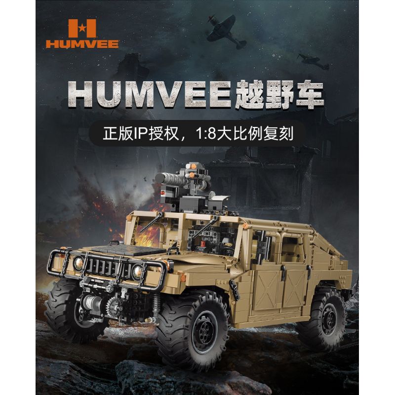 CADA DOUBLEE C61036 61036 non  XE ĐỊA HÌNH QUÂN SỰ HUMMER H1 8 tỷ lệ 1:8 bộ đồ chơi xếp lắp ráp ghép mô hình HUMVEE 3935 khối