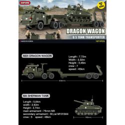 OXFORD BM35218 35218 non  RƠ MOÓC HẠNG NẶNG RỒNG bộ đồ chơi xếp lắp ráp ghép mô hình Military Army DRAGON WAGON U.S. TANK TRANSPORTER Quân Sự Bộ Đội 1071 khối