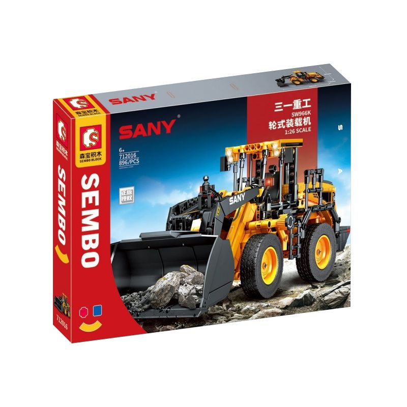 SEMBO 712016 non  MÁY XÚC LẬT SW966K tỷ lệ 1:26 bộ đồ chơi xếp lắp ráp ghép mô hình Lung Tung Thuộc Nhiều Thể Loại 896 khối