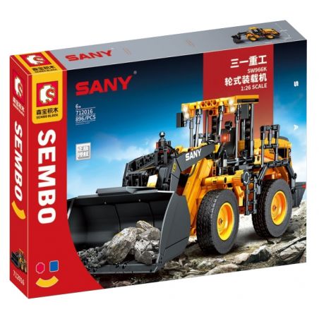 SEMBO 712016 non  MÁY XÚC LẬT SW966K tỷ lệ 1:26 bộ đồ chơi xếp lắp ráp ghép mô hình Lung Tung Thuộc Nhiều Thể Loại 896 khối