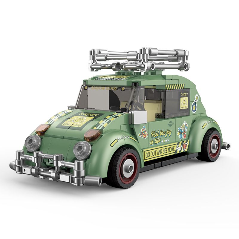 Decool 28007 Jisi 28007 non  BỌ CỔ ĐIỂN bộ đồ chơi xếp lắp ráp ghép mô hình Speed Champions Racing Cars RETRO BEETLE Đua Xe Công Thức 312 khối