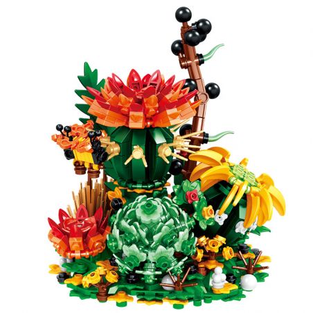 ZHEGAO 00978 non  XƯƠNG RỒNG BẢO QUẢN HOA bộ đồ chơi xếp lắp ráp ghép mô hình Flowers IMMORTAL FLOWER