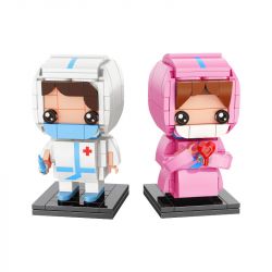 XIAO MENG CHICKEN DIARY DZ0126 0126 non  DỊCH BỆNH THIÊN THẦN 2 HỘP BÁC SĨ NAM NỮ Y TÁ bộ đồ chơi xếp lắp ráp ghép mô hình Brickheadz Nhân Vật Đầu To 294 khối