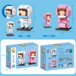 XIAO MENG CHICKEN DIARY DZ0126 0126 non  DỊCH BỆNH THIÊN THẦN 2 HỘP BÁC SĨ NAM NỮ Y TÁ bộ đồ chơi xếp lắp ráp ghép mô hình Brickheadz Nhân Vật Đầu To 294 khối