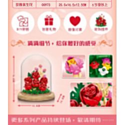 ZHEGAO 00973 non  HOA HỒNG BẢO QUẢN bộ đồ chơi xếp lắp ráp ghép mô hình Flowers IMMORTAL FLOWER