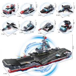 ZHEGAO DZ4003 4003 non  TỔ HỢP TÀU SÂN BAY SEA SHARK 8 bộ đồ chơi xếp lắp ráp ghép mô hình Military Army Quân Sự Bộ Đội