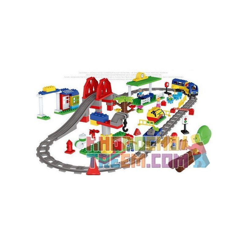 HUIMEI STAR CITY XING DOU CHENG HM315 Xếp hình kiểu    Train Super Pack 3-in-1 Tàu Hỏa động Cơ Pin Xanh Da Trời Chạy Và Ray Có Cầu Vượt 157 khối có động cơ pin
