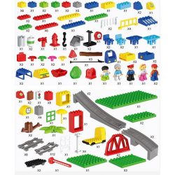 HUIMEI STAR CITY XING DOU CHENG HM315 Xếp hình kiểu    Train Super Pack 3-in-1 Tàu Hỏa động Cơ Pin Xanh Da Trời Chạy Và Ray Có Cầu Vượt 157 khối có động cơ pin