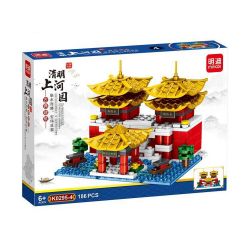 MINGDI K0295 0295 non  4 KIỂU KIẾN ?​TRÚC CỔ ĐIỂN CHÙA HÀN SƠN THIẾU LÂM CẢNH BỜ SÔNG THANH MINH VƯỜN PHÙ DUNG bộ đồ chơi xếp lắp ráp ghép mô hình 769 khối