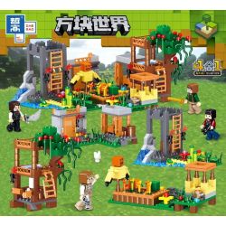 ZHEGAO QL0578 0578 non  THẾ GIỚI VUÔNG 4. bộ đồ chơi xếp lắp ráp ghép mô hình Minecraft Game Xây Dựng 499 khối