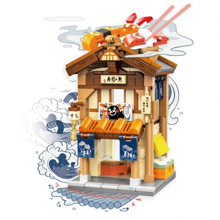 INBRIXX 880021 non  NHÀ HÀNG SUSHI HAI TẦNG KUMAMON bộ đồ chơi xếp lắp ráp ghép mô hình 327 khối