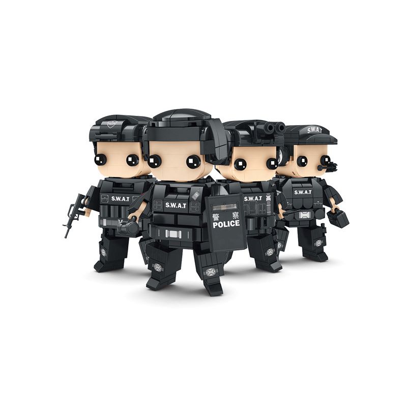 WOMA C0596 0596 non  ĐỘI CẢNH SÁT ĐẶC BIỆT 4 ĐIỀU TRA VIÊN HÀNH ĐỘNG KẺ TẤN CÔNG CHỐNG CHÁY NỔ CHỈ HUY SNIPER bộ đồ chơi xếp lắp ráp ghép mô hình Swat Special Force SWAT CORPS Đặc Nhiệm 745 khối
