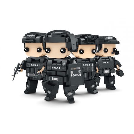 WOMA C0596 0596 non  ĐỘI CẢNH SÁT ĐẶC BIỆT 4 ĐIỀU TRA VIÊN HÀNH ĐỘNG KẺ TẤN CÔNG CHỐNG CHÁY NỔ CHỈ HUY SNIPER bộ đồ chơi xếp lắp ráp ghép mô hình Swat Special Force SWAT CORPS Đặc Nhiệm 745 khối