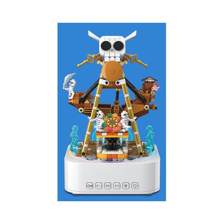 QuanGuan 100228 Quan Guan 100228 non  HỘP NHẠC TÀU HẢI TẶC bộ đồ chơi xếp lắp ráp ghép mô hình Gear STAR SOUND BOX PIRATE BOAT Đồ Lắp Ghép 591 khối