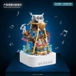 QuanGuan 100228 Quan Guan 100228 non  HỘP NHẠC TÀU HẢI TẶC bộ đồ chơi xếp lắp ráp ghép mô hình Gear STAR SOUND BOX PIRATE BOAT Đồ Lắp Ghép 591 khối