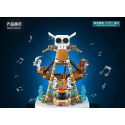 QuanGuan 100228 Quan Guan 100228 non  HỘP NHẠC TÀU HẢI TẶC bộ đồ chơi xếp lắp ráp ghép mô hình Gear STAR SOUND BOX PIRATE BOAT Đồ Lắp Ghép 591 khối