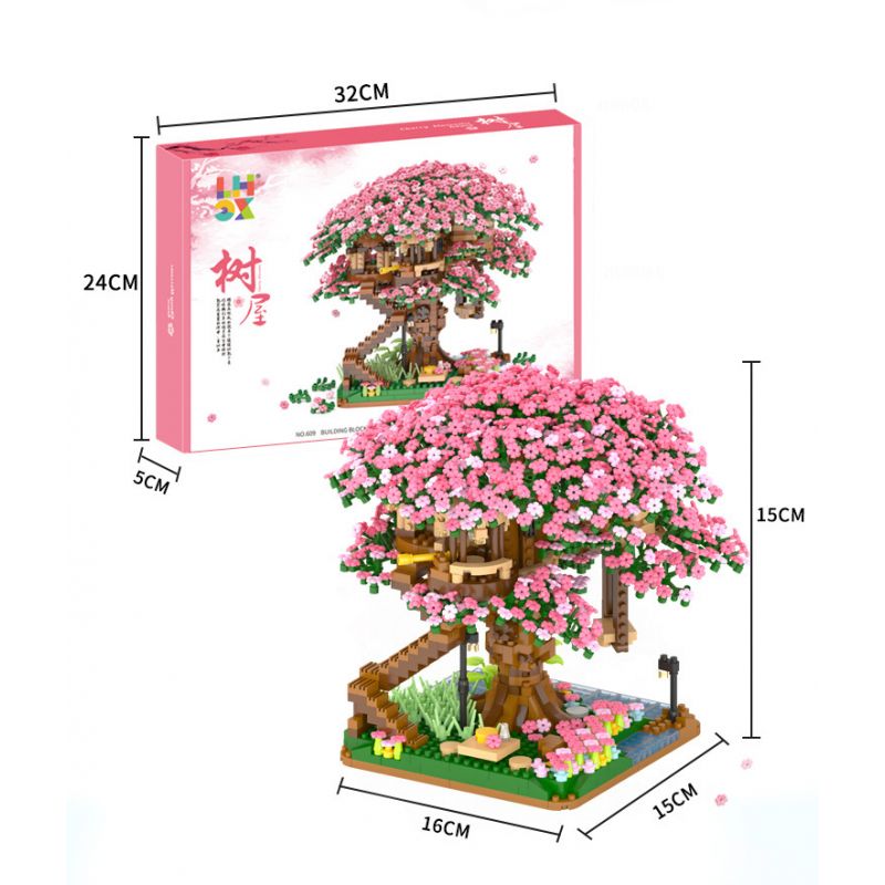 B BRAND 609 non  NHÀ CÂY SAKURA bộ đồ chơi xếp lắp ráp ghép mô hình Creator Expert CHERRY TREE HOME Chuyên Gia Sáng Tạo 2138 khối
