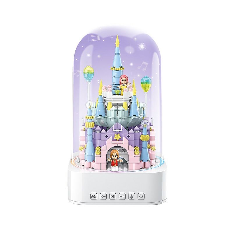 QuanGuan 100221 Quan Guan 100221 non  HỘP NHẠC LÂU ĐÀI XOAY bộ đồ chơi xếp lắp ráp ghép mô hình Gear STAR SOUND BOX ROTATING CASTLE Đồ Lắp Ghép 598 khối