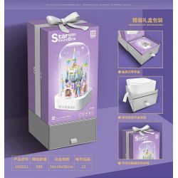 QuanGuan 100221 Quan Guan 100221 non  HỘP NHẠC LÂU ĐÀI XOAY bộ đồ chơi xếp lắp ráp ghép mô hình Gear STAR SOUND BOX ROTATING CASTLE Đồ Lắp Ghép 598 khối