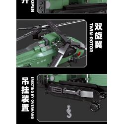 JIESTAR 58008 non  MÁY BAY TRỰC THĂNG CÁNH QUẠT ĐÔI bộ đồ chơi xếp lắp ráp ghép mô hình Computer Games TWIN-ROTOR HELICOPTER Trò Chơi 705 khối