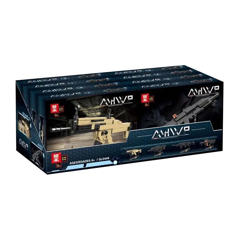 ZHEGAO QL0449 0449 non  SÚNG MINI 4 SCAR-L AUG MK14 GROZA bộ đồ chơi xếp lắp ráp ghép mô hình Gun MHWP 419 khối