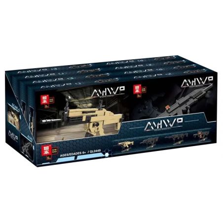 ZHEGAO QL0449 0449 non  SÚNG MINI 4 SCAR-L AUG MK14 GROZA bộ đồ chơi xếp lắp ráp ghép mô hình Gun MHWP 419 khối