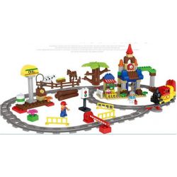 HUIMEI STAR CITY XING DOU CHENG HM313 Xếp hình kiểu    Train 3-in-1 Pack Tàu Hỏa Cổ động Cơ Pin Và Ray 2 Vòng Tròn Lồng Nhau 139 khối có động cơ pin