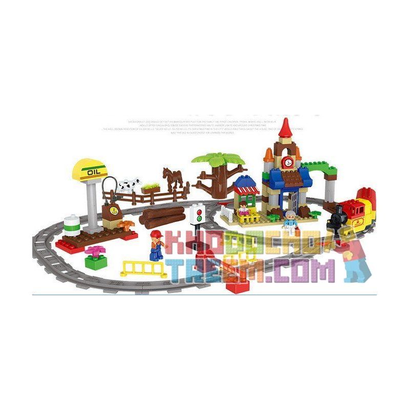 HUIMEI STAR CITY XING DOU CHENG HM313 Xếp hình kiểu    Train 3-in-1 Pack Tàu Hỏa Cổ động Cơ Pin Và Ray 2 Vòng Tròn Lồng Nhau 139 khối có động cơ pin