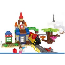 HUIMEI STAR CITY XING DOU CHENG HM313 Xếp hình kiểu    Train 3-in-1 Pack Tàu Hỏa Cổ động Cơ Pin Và Ray 2 Vòng Tròn Lồng Nhau 139 khối có động cơ pin