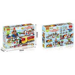 HUIMEI STAR CITY XING DOU CHENG HM313 Xếp hình kiểu    Train 3-in-1 Pack Tàu Hỏa Cổ động Cơ Pin Và Ray 2 Vòng Tròn Lồng Nhau 139 khối có động cơ pin