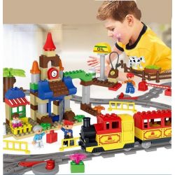 HUIMEI STAR CITY XING DOU CHENG HM313 Xếp hình kiểu    Train 3-in-1 Pack Tàu Hỏa Cổ động Cơ Pin Và Ray 2 Vòng Tròn Lồng Nhau 139 khối có động cơ pin