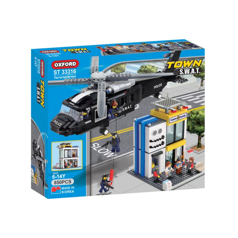 OXFORD ST33316 33316 non  NGÂN HÀNG SWAT CHỐNG KHỦNG BỐ bộ đồ chơi xếp lắp ráp ghép mô hình City 스와트 은행테러진압 Thành Phố 850 khối