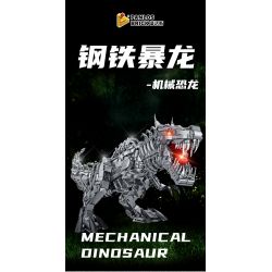 PanlosBrick 611016 Panlos Brick 611016 non  KHỦNG LONG CƠ TYRANNOSAURUS THÉP bộ đồ chơi xếp lắp ráp ghép mô hình Dino MECHANICAL DINOSAUR 2065 khối