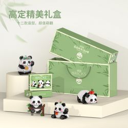 LELE BROTHER W1113 1113 non  TÚI QUÀ HOA PANDA GỒM 12 KIỂU bộ đồ chơi xếp lắp ráp ghép mô hình