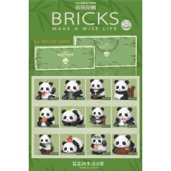 LELE BROTHER W1113 1113 non  TÚI QUÀ HOA PANDA GỒM 12 KIỂU bộ đồ chơi xếp lắp ráp ghép mô hình